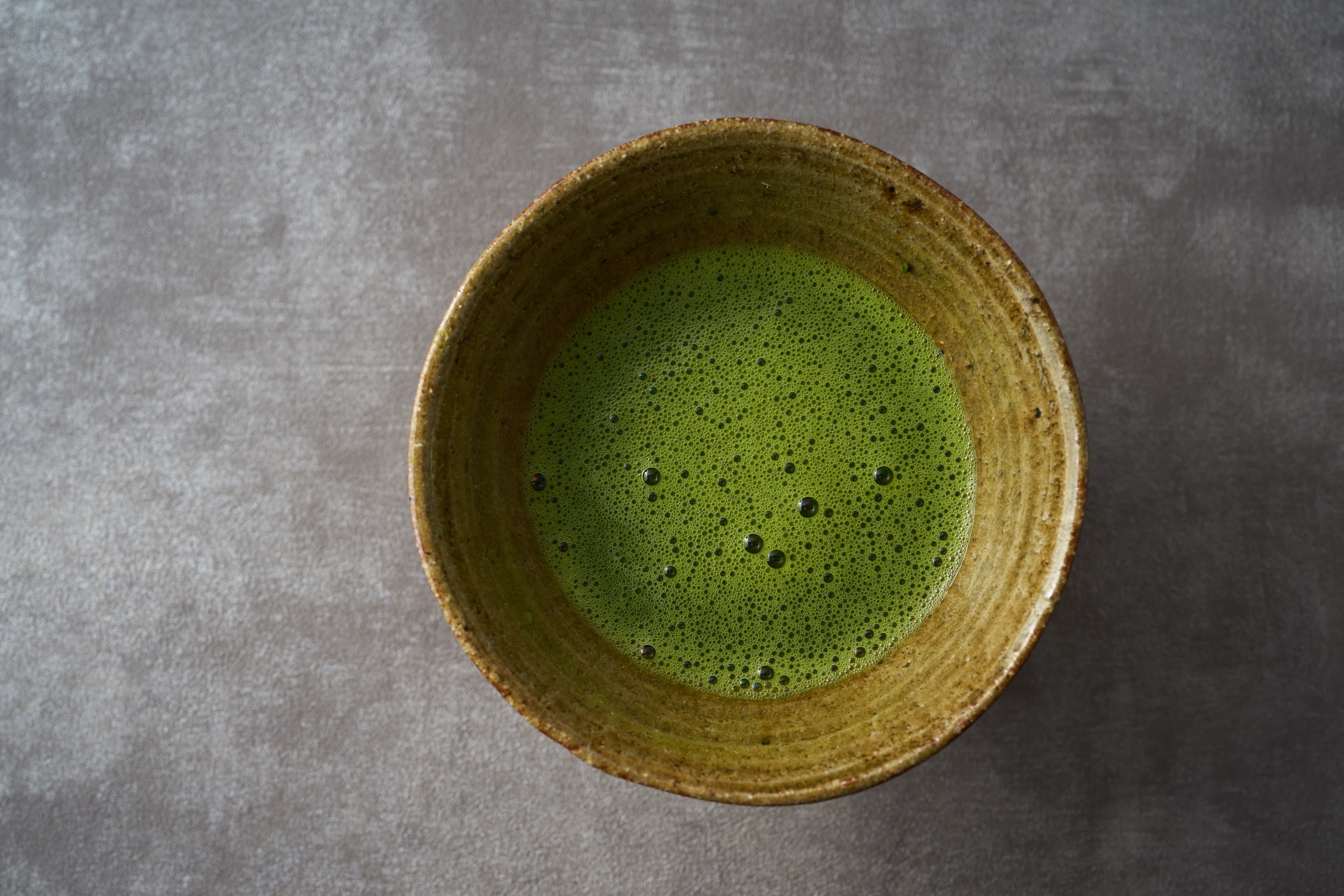 Bowl of freshly whisked matcha