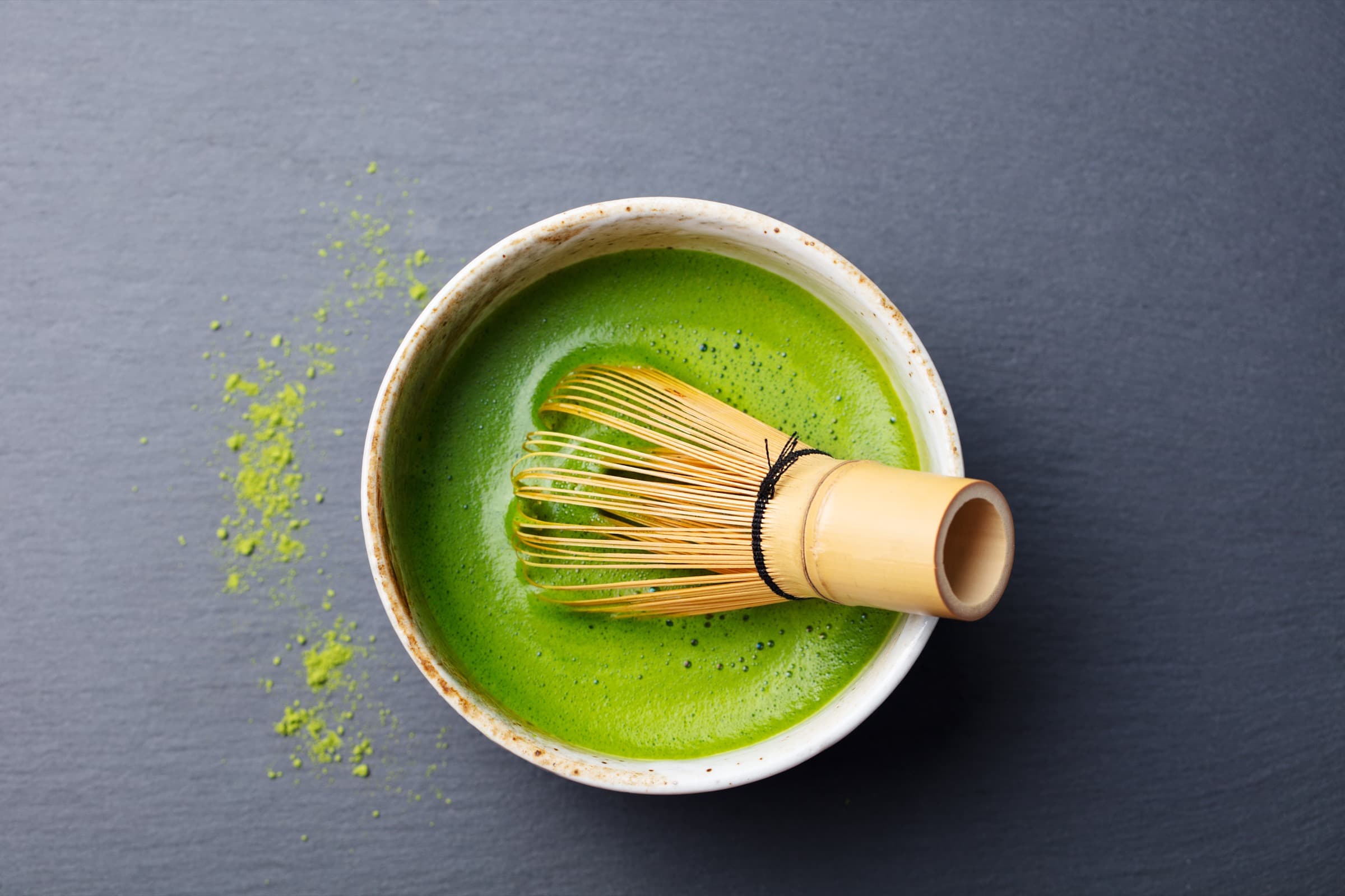 Vivid green matcha bowl
